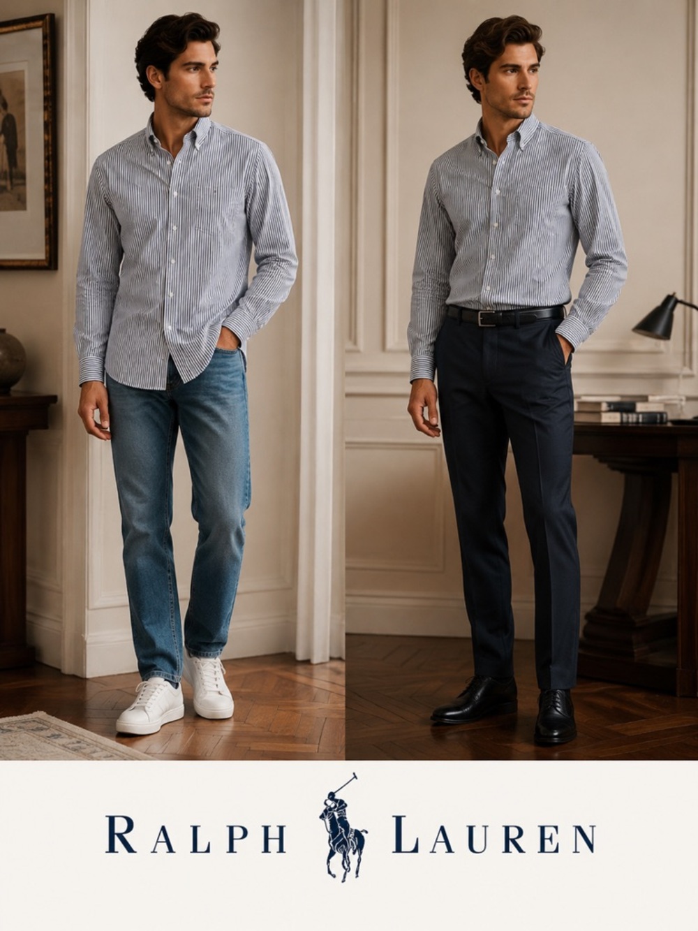 Ralph Lauren Blue and White Striped Shirt